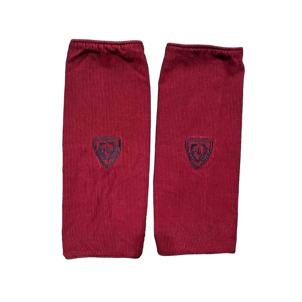 Vtg Pr Ralph Lauren Embroidered LRL CREST Red Corduroy Cotton Pillow Cover 18x20